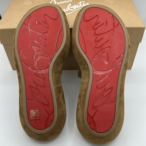 Christian Louboutin Holysummer Tan Suede Platform Sandals Size 42 EU / 12 US NIB - Picture 6 of 11